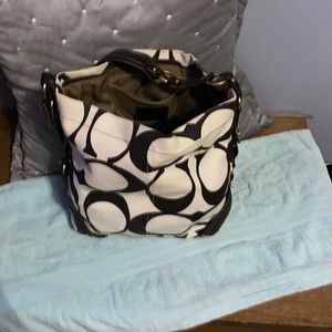 Coach black and cream satchel